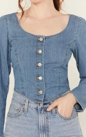 Levi's WOMEN'S DARYN CORSET LONG SLEEVE DENIM SHIRT thumbnail 3