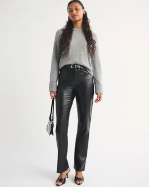 Abercrombie Curve Love ‘90s Straight Ultra High Rise Vegan Leather Pant thumbnail 2