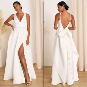 Lulus Lux Bridal NWOT Blissfully Beloved Ivory Backless A-Line Bow Wedding Dress thumbnail 2