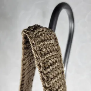 Vintage Sak Crochet Shoulder Bag 10" Dark Tan Nylon Ladies Handbag Pockets thumbnail 3