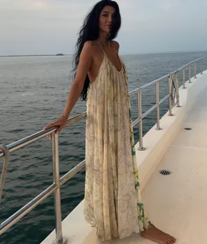 Zara Floral Halter Dress flowy summer casual vacation bohemian thumbnail 3