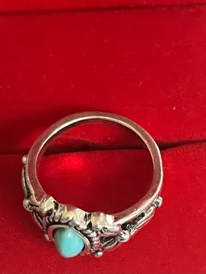 Vintage/Boho Design Faux Turquoise Stainless Steel Silver Ring Size 8 NWT thumbnail 3