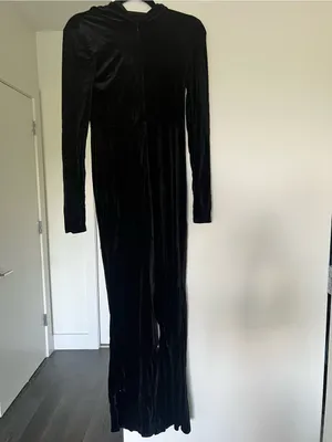 Velvet Jumpsuit Black thumbnail 2