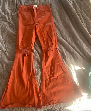 Sneak Peak Orange Flare Jeans thumbnail 1