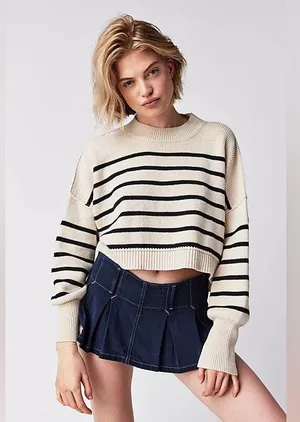 free people Easy Street Stripe Crop Pullover thumbnail 1