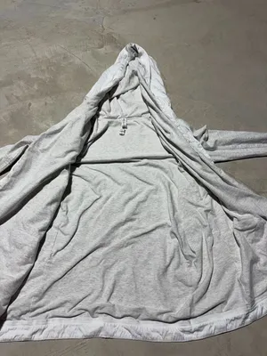 Lululemon Lightweight White Hooded cardigan m with Heather Gray/cream Sleeves 6 thumbnail 10