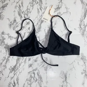 NWT Quince Black Italian Knot Front Bikini Swim Suit Top Women's Size Large thumbnail 3