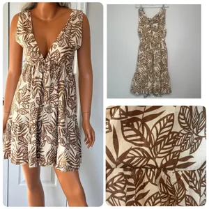House of Harlow 1960 Linen Boho Dress XS Open Back Tie‎ Floral Pockets Coastal thumbnail 2