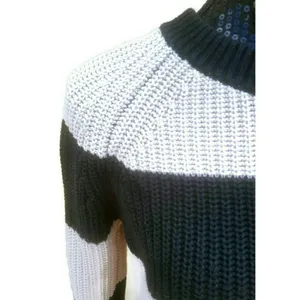 💗 Zara Knit chunky tan and black striped sweater thumbnail 3