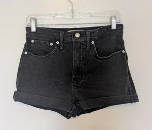 Madewell High-Rise Denim Shorts Lunar Wash Black 26 thumbnail 1