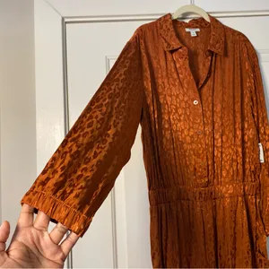 ON 34TH Animal Print Rayon Toasted Ginger Long Sleeves Pockets 1X Plus Jumpsuit thumbnail 7
