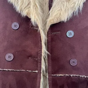 Vintage Y2K indie boho Forever brown faux suede and faux fur lined jacket medium thumbnail 3