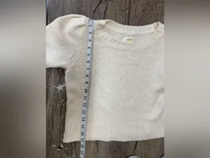 ANTHROPLOGIE | Maeve‎ Puff Sleeve Textured Cropped Crewneck - Cream size small thumbnail 5