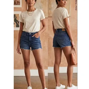 American Eagle Medium Wash Denim Shorts Raw Hem Mid Rise Jean Shorts 6 thumbnail 2