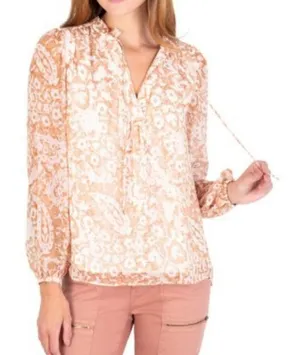 NWT Limited Edition Joie brushed clay print peasant top blouse sz Large thumbnail 1