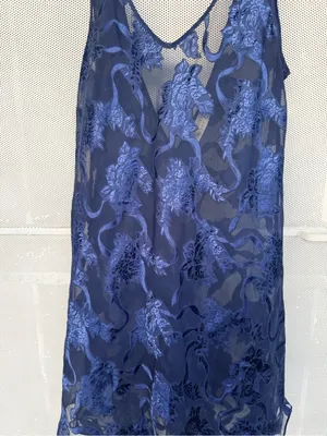 Victoria's Secret Vintage y2k gold label Navy Blue Floral Sheer Chemise thumbnail 4