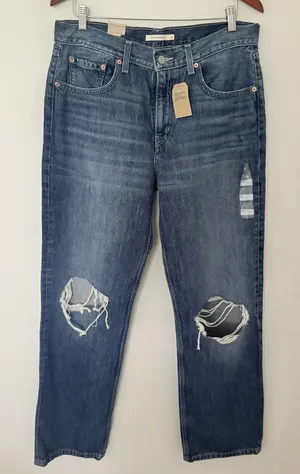 Levis Low Pro 90s Fit Medium Wash Slouchy Straight Leg Relaxed Denim Jeans Sz 31 thumbnail 1