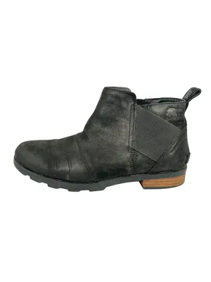 Sorel Emelie Black Leather Chelsea Ankle Boots Size 11 Waterproof Comfort thumbnail 2