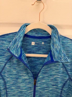 Xersion Blue Space Dye Quarter Zip Athletic Pullover Small thumbnail 3