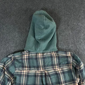 American Eagle Hooded Flannel Shirt Womens XS Green Plaid Button Down Hoodie thumbnail 9