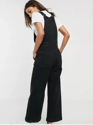 Levi’s Premium Ribcage Wide Leg Cropped Overalls Washed Black Size 25 thumbnail 2