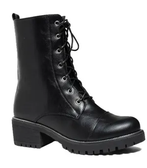 Refresh Black Lace-Up Combat Boots thumbnail 2