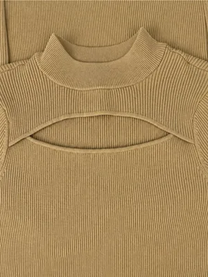 The Drop Chantal Cutout Ribbed Knit Bodycon Midi Sweater Dress M Camel NWT thumbnail 8