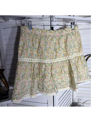 Vintage retro mini skirt floral eyelet lace fairy coastal cowgirl boho festival thumbnail 3