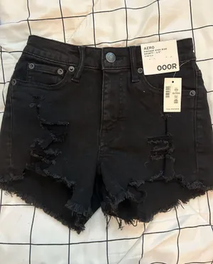 Aeropostale Black Jean Shorts thumbnail 1