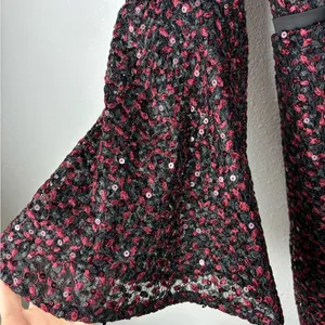 Carmen Marc Valvo Infusion 6 Red Black‎ Sequin Lace Bell Sleeve Dress NWT thumbnail 4