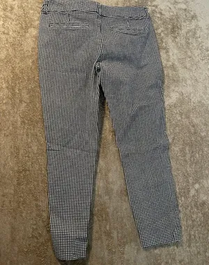 Old Navy Pants Womens 6 Pixie Mid Rise Gingham Plaid Black White Ankle Preppy thumbnail 3