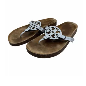 Tory Burch Miller Thong Sandals Light Blue Leather Logo Cork Footbed Women’s 8.5 thumbnail 11