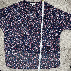 WAYF High Low Floral Faux Wrap Surplice Blouse Top Large 3/4 Sleeve Multicolor thumbnail 9
