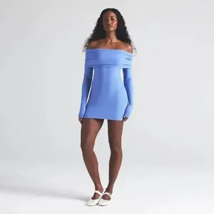 Skims soft lounge off shoulder dress thumbnail 1