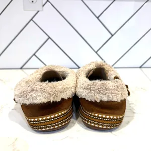 ARIAT WOMEN'S MELODY SLIPPERS chocolate suede polar fleece linings size 7.5/8 thumbnail 2