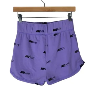 Nike Air Logo Print Jersey Shorts Purple Athletic High Waisted Size S thumbnail 4