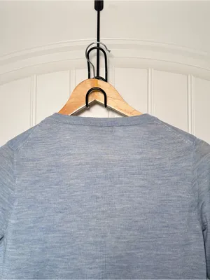 J. Crew Small Merino Wool Heather Blue Asymmetrical Sweater Soft Minimalist thumbnail 5