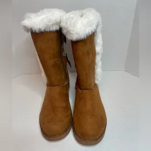Juicy Couture Kaori Boots Faux Suede Fur Lined Tan/Chestnut Size 9. Ribbons Bows thumbnail 6