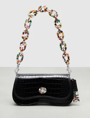 Coach Wavy Dinky Bag Crossbody Black Croc Embossed Coachtopia Leather Purse NWT thumbnail 2