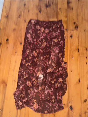 Free People Maroon Floral Maxi Skirt thumbnail 9