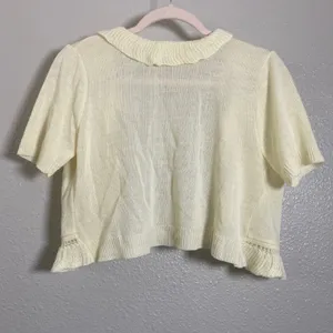 Cream Knit Cardigan 1X Ruffle‎ Feminine Cottagecore Mori Kei Coquette Knitted thumbnail 2