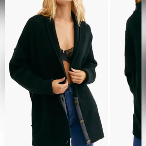 Free People Eucalyptus‎ Cardigan Black Vneck Button Sweater Size XS thumbnail 2