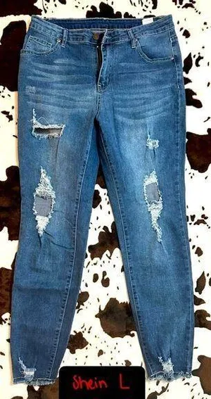 SheIn large jeans skinny distressed thumbnail 1