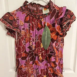 Farm Rio Sweet Floral Midi Dress In Sweet Floral Lilac NWT Size XL thumbnail 8