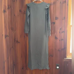 Z Supply Charcoal Ruffle Sleeve Maxi Dress New With Tags Size Medium thumbnail 5