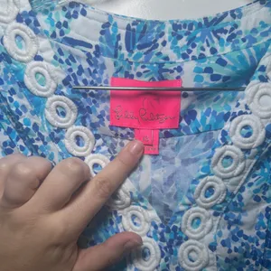 Lilly Pulitzer Womens XS Blue White Shell Print Lace Trim Dress preppy nautical thumbnail 4