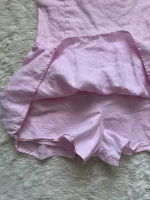 Abercrombie & Fitch Dress 100% Linen Drop Waist Mini Built In Shorts Pink Sz L thumbnail 7