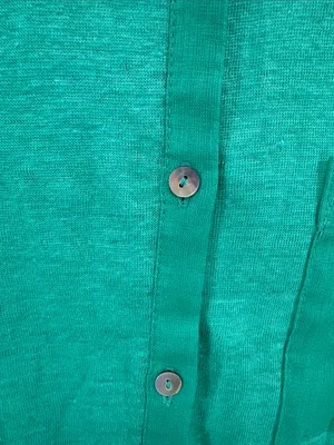 Sigrid Olsen Green Women's Lightweight 100% linen button front top M casual thumbnail 9