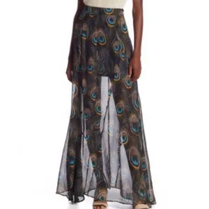 Like New Show Me Your Mumu Peacock Feather Maxi Skirt Size Small thumbnail 3