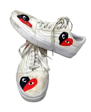 Vans CDG White Low Women's 8.5 Men's 7 Sneakers Shoes Commes De Garçon thumbnail 1